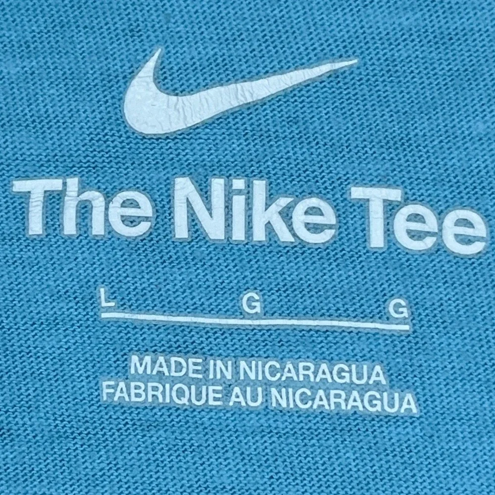 Nike T-Shirt Men Large Light Blue Purple Short Sleeve Running Performance Swoosh - Picture 3 of 9